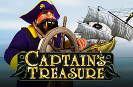 Captains Treasure slot banner for pirate-themed gaming fun