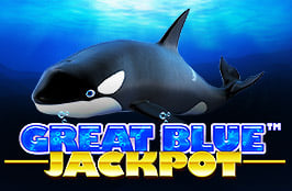 Great Blue Jackpot slot banner for massive gaming wins